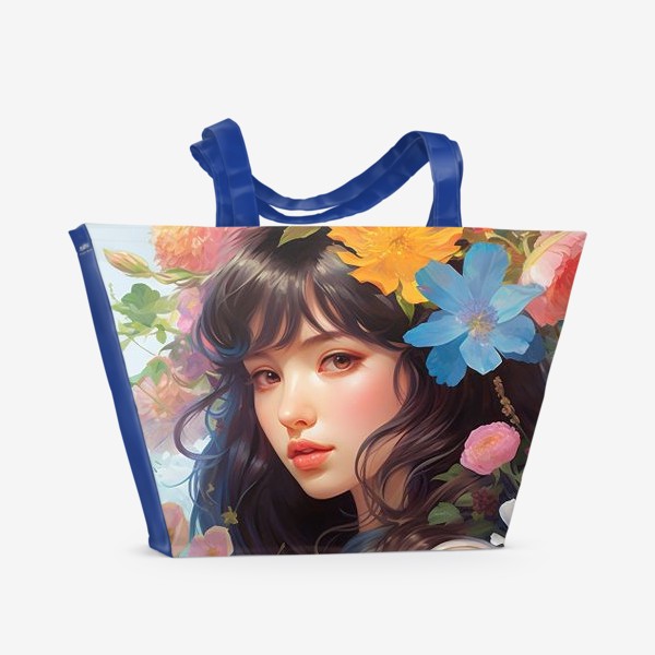 Пляжная сумка «Девушка в цветах - 1»