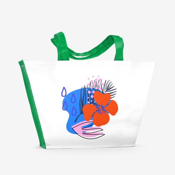 Пляжная сумка «Тропический принт. Экзотические растения и простые текстуры»