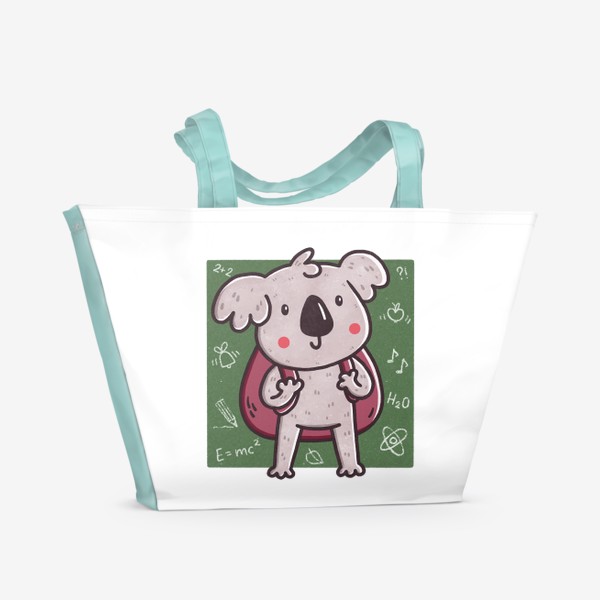 Пляжная сумка &laquo;Милая коала с рюкзаком идет в школу. 1 сентября. День учителя&raquo;