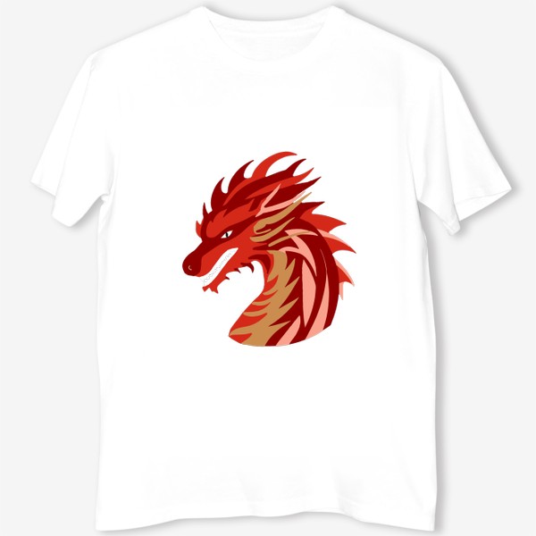Футболка «дракон красный с золотым и розовым китайский»