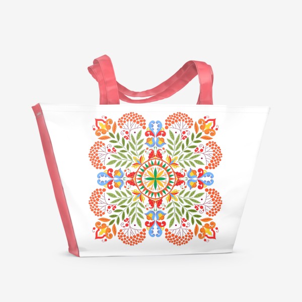 Пляжная сумка «Рябина с элементами росписи»