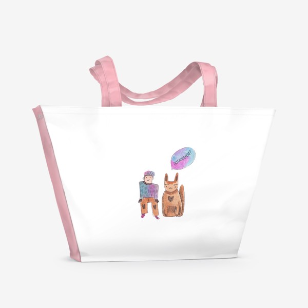 Пляжная сумка «Потанцуем? Кот и парень. Подарок для любителей котов и танцев»