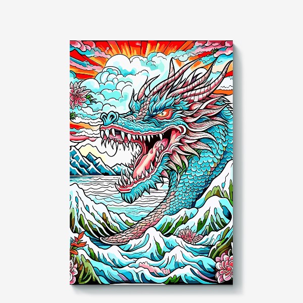 Холст «Яростный китайский дракон»
