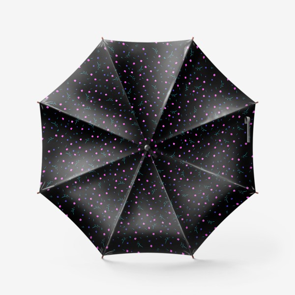 Зонт «цветочный акварельный паттерн на чёрном фоне»