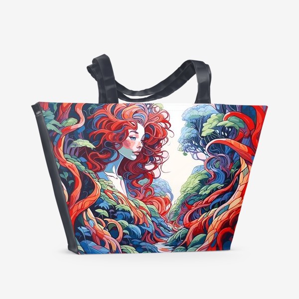 Пляжная сумка «Психоделический пейзаж. Джунгли.»