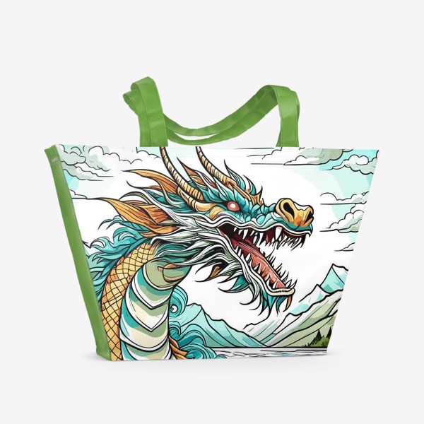 Пляжная сумка «Зелёный китайский дракон»