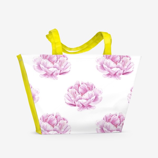 Пляжная сумка «Розовые пионы на белом»