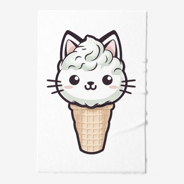 Полотенце «Кот - мороженое. Летний принт с котиком»