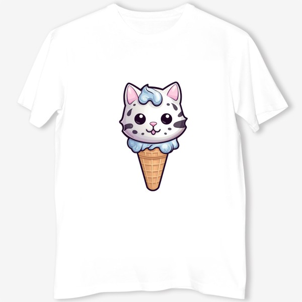 Футболка «Кот в рожке мороженого. Летний котик»
