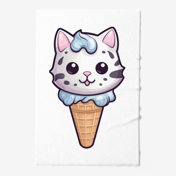 Полотенце «Кот в рожке мороженого. Летний котик»