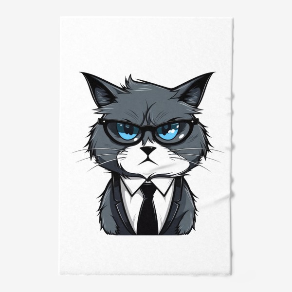 Полотенце «Офисный злой кот. Принт для коллеги»
