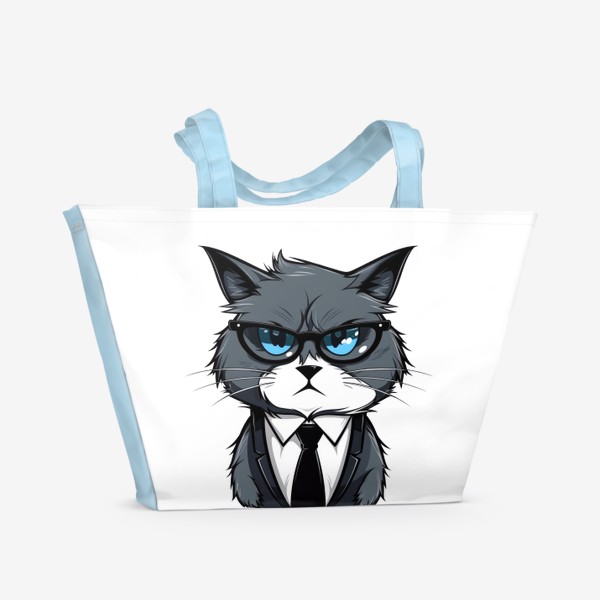 Пляжная сумка «Офисный злой кот. Принт для коллеги»