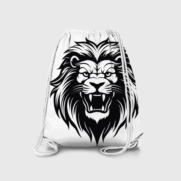Рюкзак «Злой лев. Черно-белый принт»