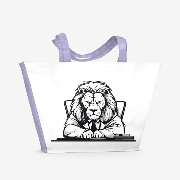 Пляжная сумка «Злой офисный лев. Принт для коллеги или босса»