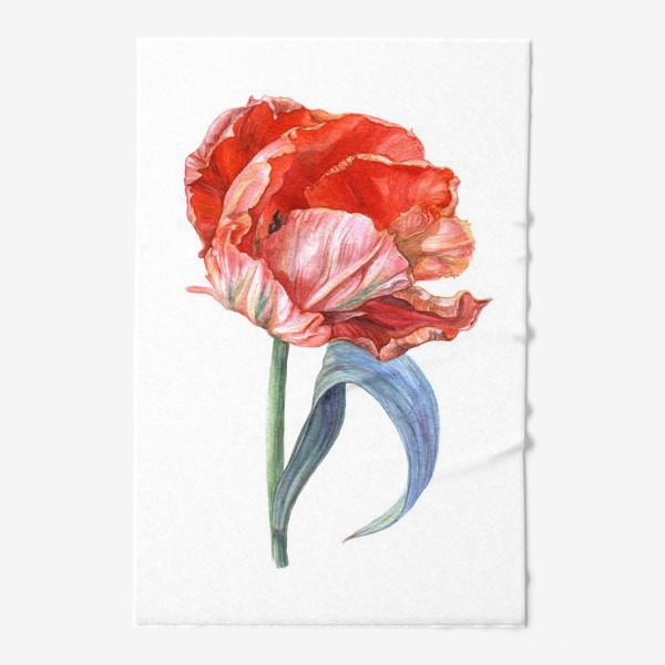 Полотенце «Акварельный тюльпан. Яркий красный цветок»