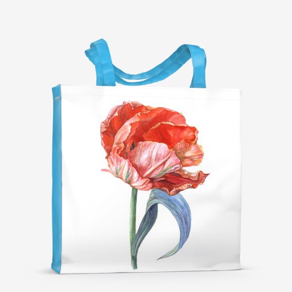 Сумка-шоппер «Акварельный тюльпан. Яркий красный цветок»