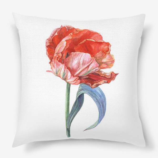 Подушка «Акварельный тюльпан. Яркий красный цветок»