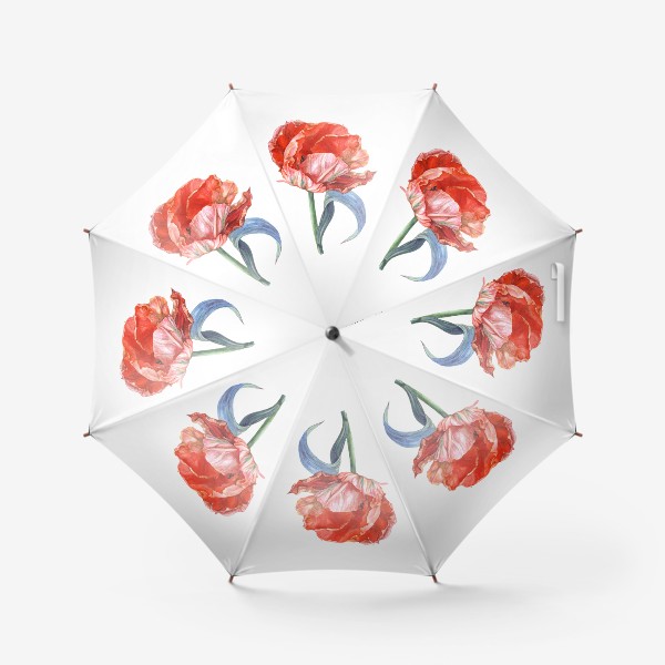 Зонт «Акварельный тюльпан. Яркий красный цветок»