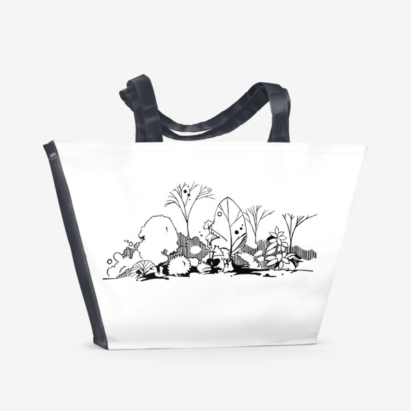 Пляжная сумка «черно белый лес »