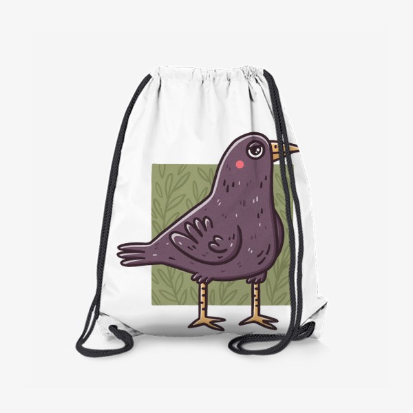 Рюкзак «Милый ворон на фоне веточек. Птица»