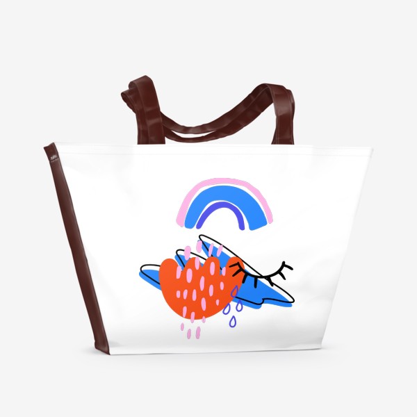 Пляжная сумка «Абстрактный принт с радугой и простыми текстурами»