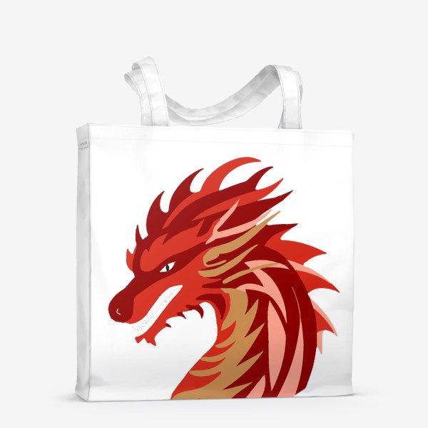 Сумка-шоппер «дракон красный с золотым и розовым китайский»