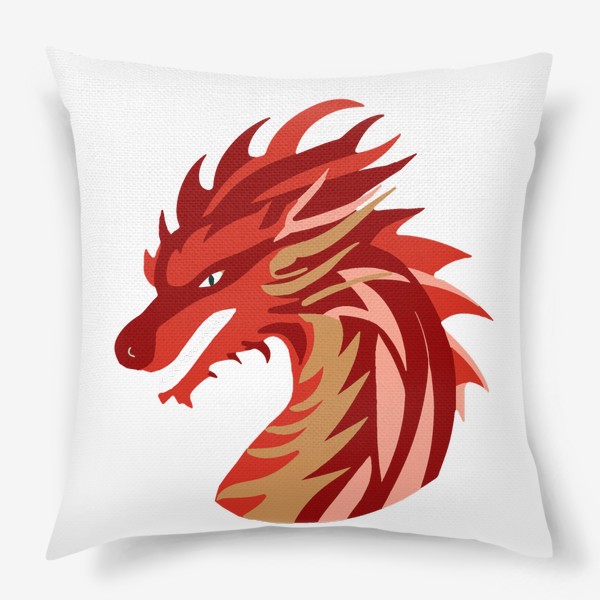 Подушка «дракон красный с золотым и розовым китайский»