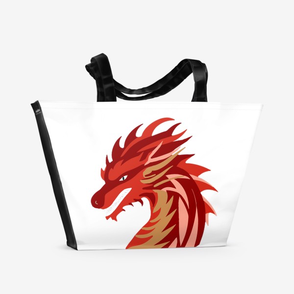 Пляжная сумка «дракон красный с золотым и розовым китайский»