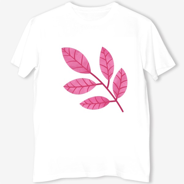 Футболка «Розовая ветка с листьями Принт листок»
