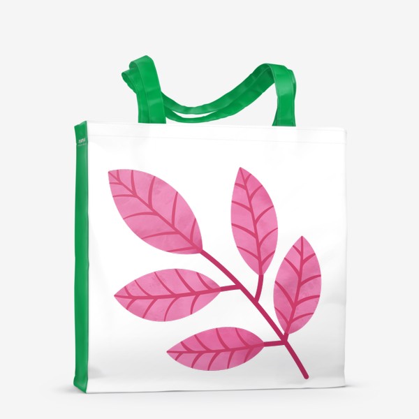 Сумка-шоппер «Розовая ветка с листьями Принт листок»