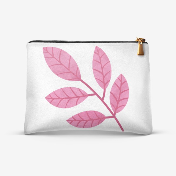 Косметичка «Розовая ветка с листьями Принт листок»