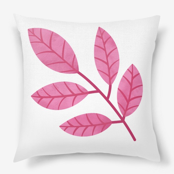 Подушка «Розовая ветка с листьями Принт листок»