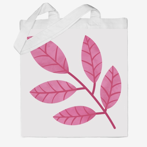 Сумка хб «Розовая ветка с листьями Принт листок»