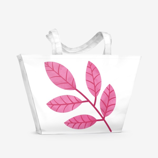 Пляжная сумка «Розовая ветка с листьями Принт листок»