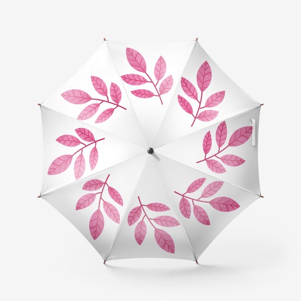 Зонт «Розовая ветка с листьями Принт листок»
