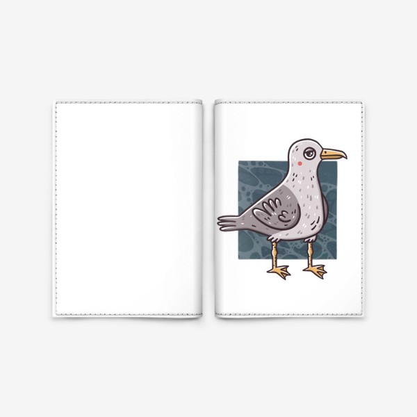 Обложка для паспорта «Милая чайка на фоне морской волны. Море. Океан»