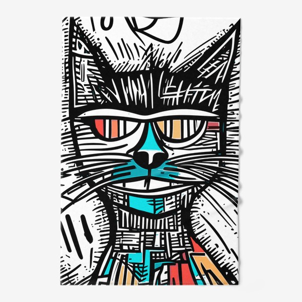 Полотенце « Коты в стиле Арт брют»