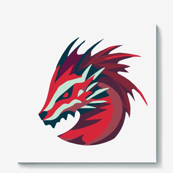 Холст «дракон красный символ нового года 2024»