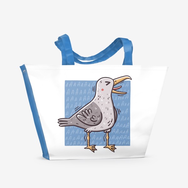 Пляжная сумка «Забавная чайка орет. Мем. Юмор»