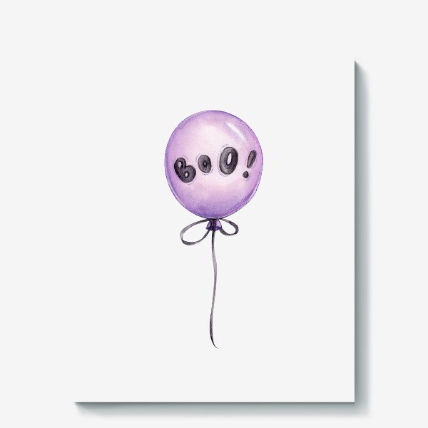 Холст «Фиолетовый воздушный шарик с надписью "Бу!" на Хэллоуин»