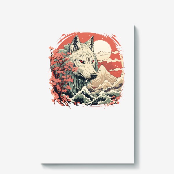 Холст «Волк в японском стиле - 2»