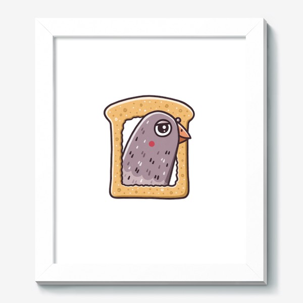 Картина «Забавный голубь в корочке хлеба. Юмор»