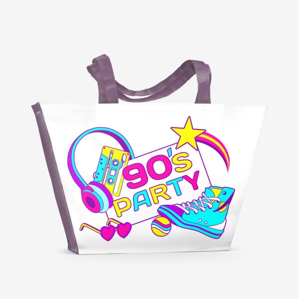 Пляжная сумка «вечеринка в стиле 90-х/ дискотека / назад в девяностые»