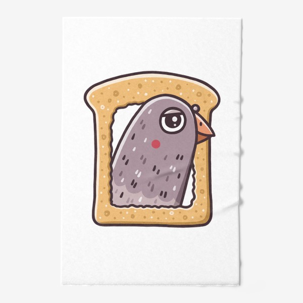 Полотенце «Забавный голубь в корочке хлеба. Юмор»