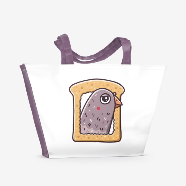 Пляжная сумка «Забавный голубь в корочке хлеба. Юмор»