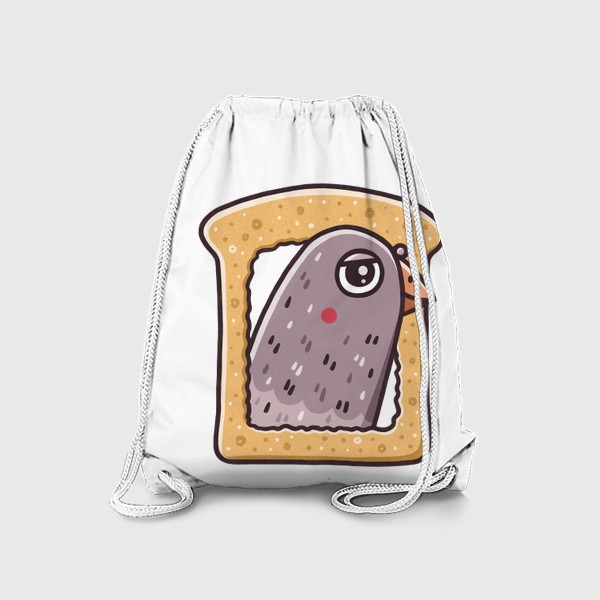 Рюкзак «Забавный голубь в корочке хлеба. Юмор»