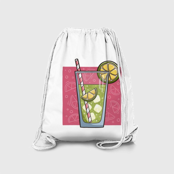 Рюкзак «Лимонад с лаймом на розовом фоне. Мохито»