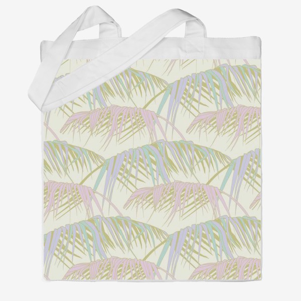 Сумка хб «cute pattern with tropical palm branches in delicate shades»