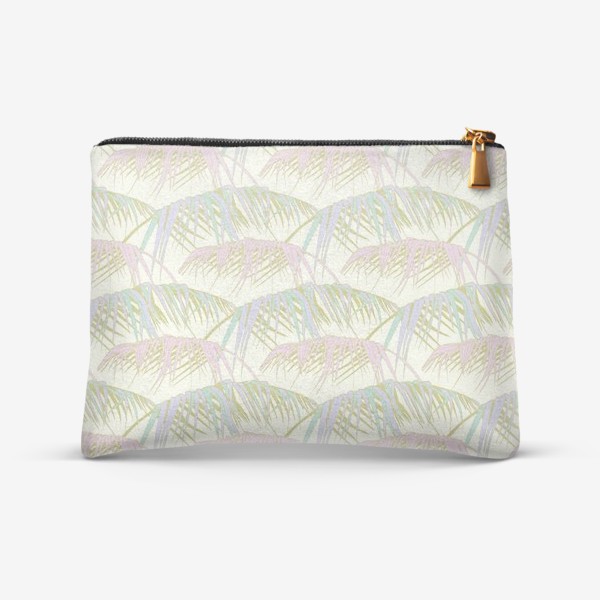 Косметичка «cute pattern with tropical palm branches in delicate shades»