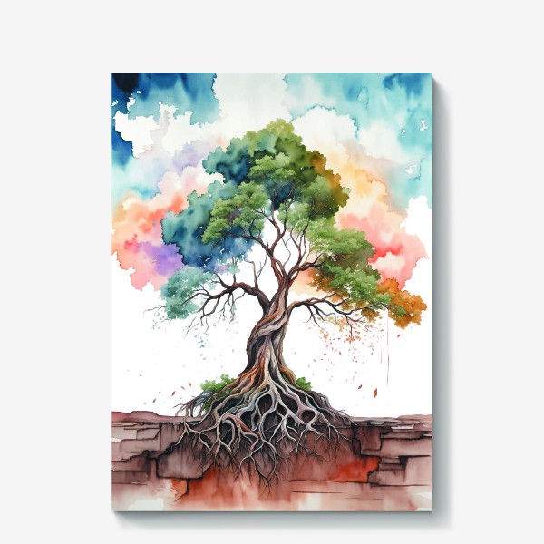 Холст «древо, дерево жизни, растения, стильный принт»